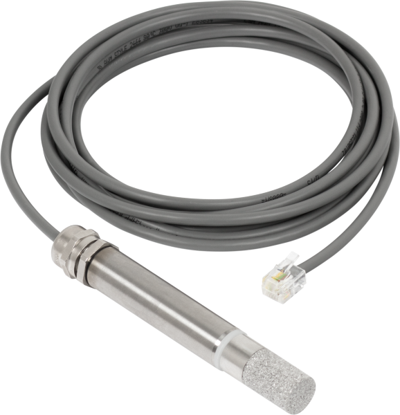 Temperature & Humidity outdoor sensor (-30 to +85 °C, 0 to 100% RH) on a 3 meters long cable with a 1-Wire RJ11 connector. Outdoor usage, probe encased in a metal tube.