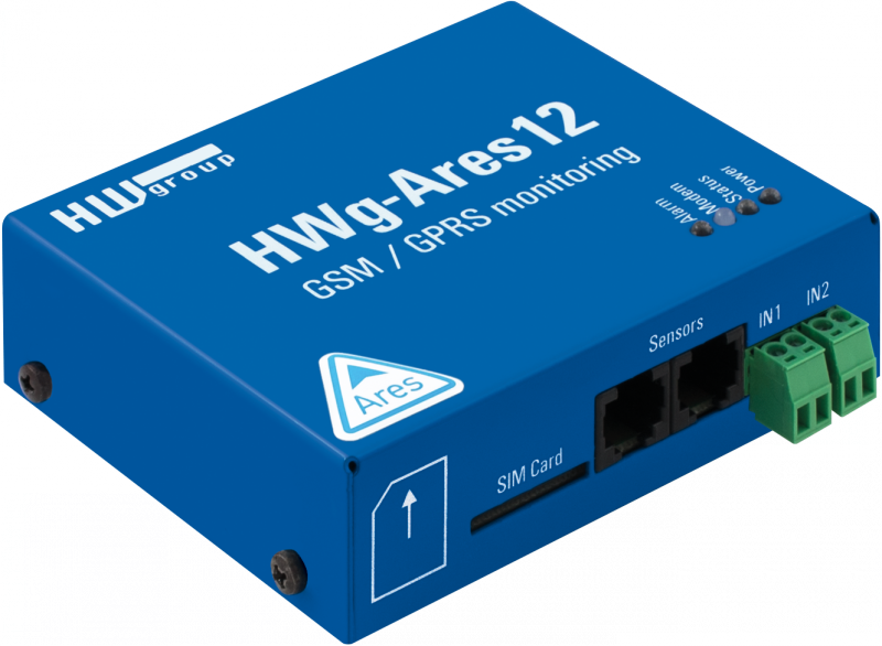HWg-Ares12 is an industrial unit for remote monitoring and alarming over GSM for locations without LAN access.