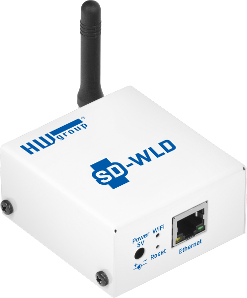 SD-WLD: Water leak detector with Ethernet and WiFi. Includes 2 2m detection cable power adaptor.